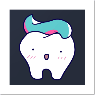 Cute Tooth with Tooth Paste Posters and Art